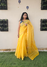 Yellow Kota Cotton Saree