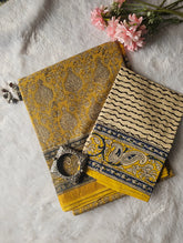 Yellow Printed Kota Saree