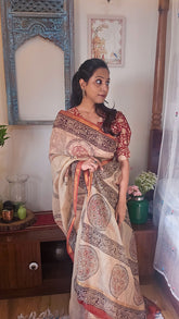 Beige Kota Cotton Saree