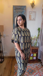 Ajrakh Crop Top and Pants Coordset
