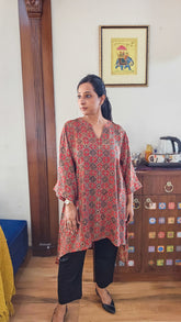 Red Ajrakh Kurta