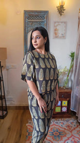 Ajrakh Crop Top and Pants Coordset