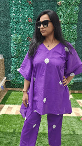 Pure Cotton Purple Co-ord Set