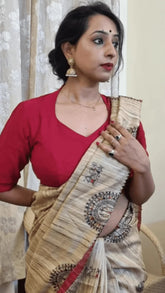 Red Maheshwari Silk Blouse