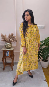 Saanjh Yellow Floral Coord