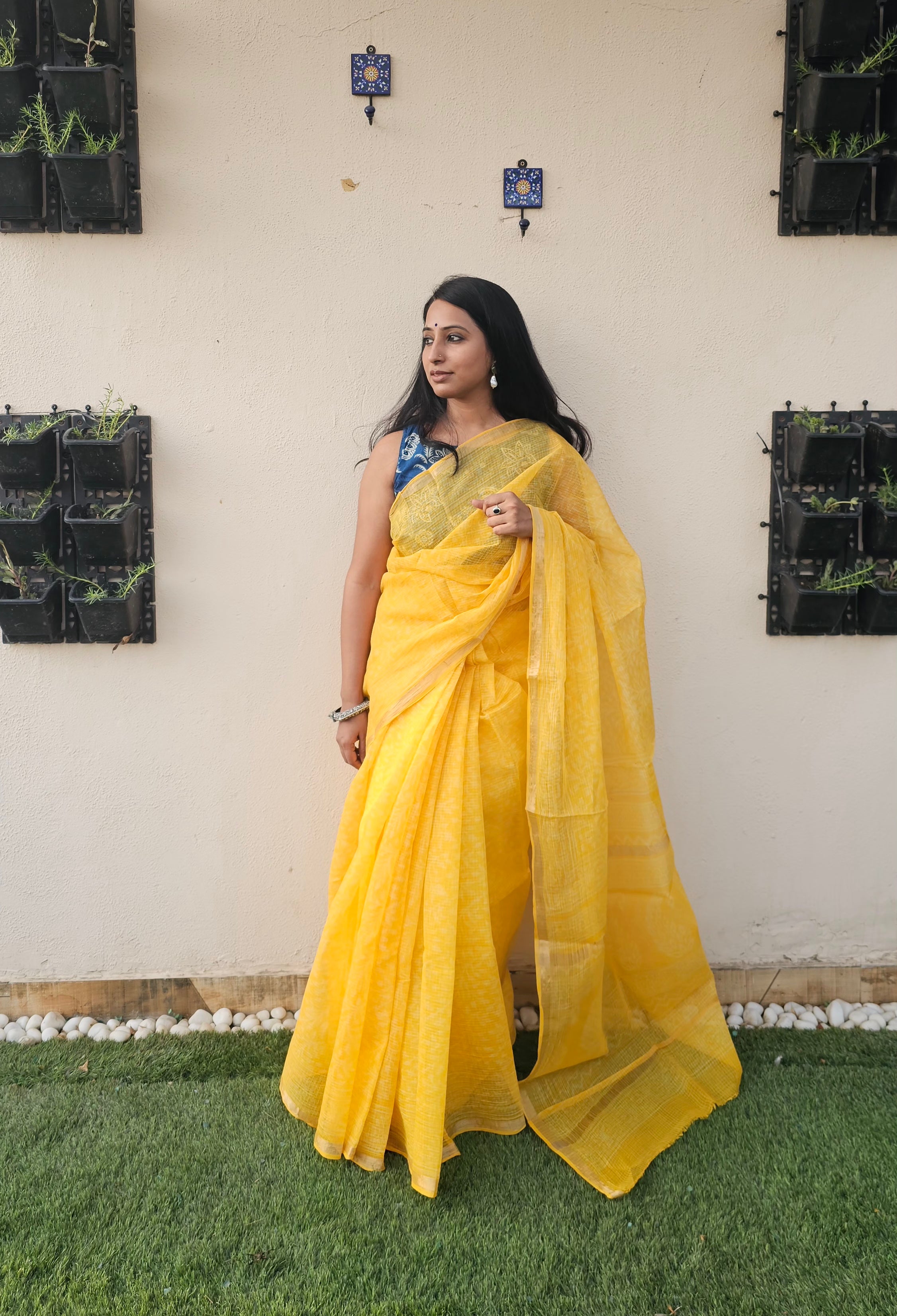 Yellow Kota Cotton Saree