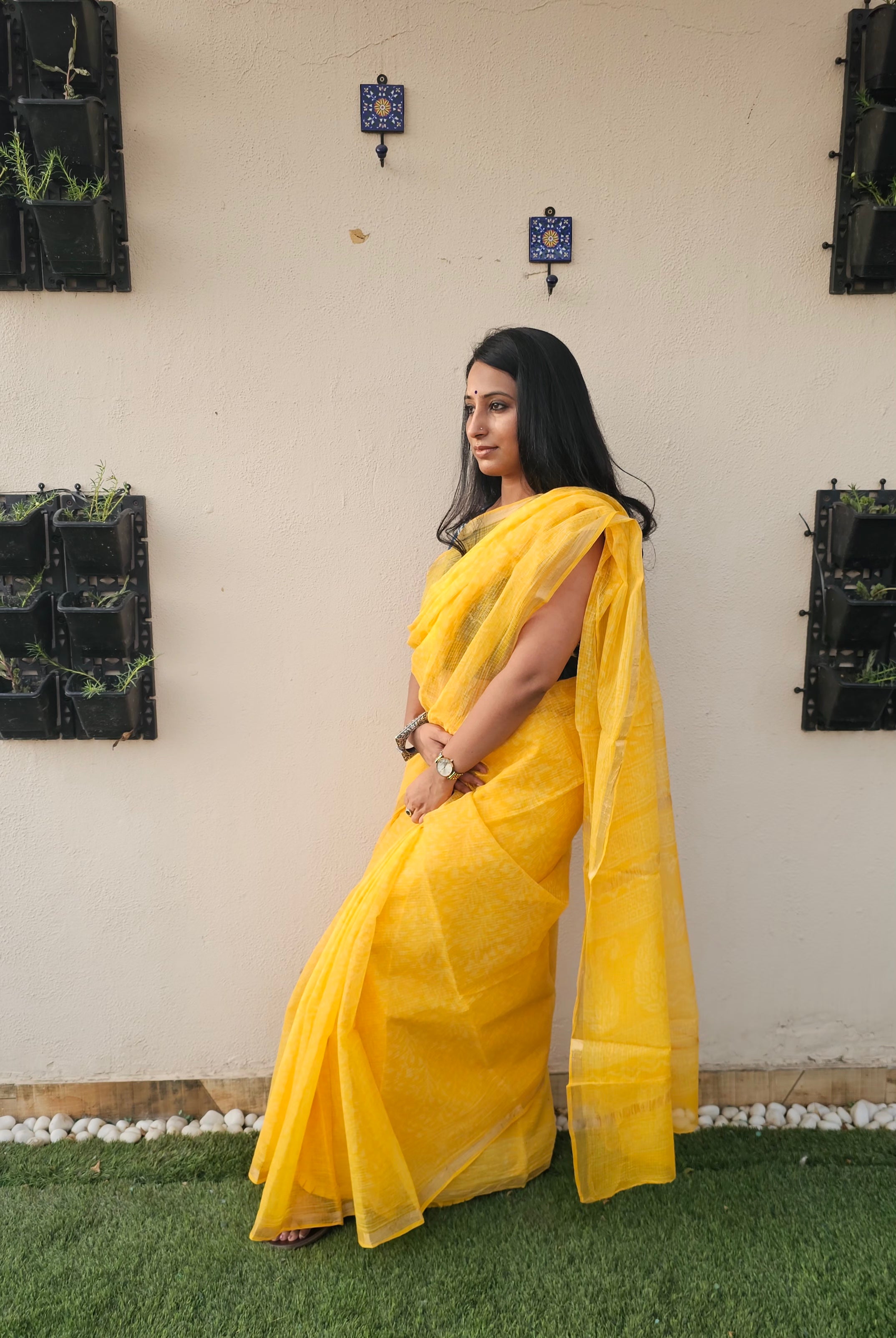 Yellow Kota Cotton Saree