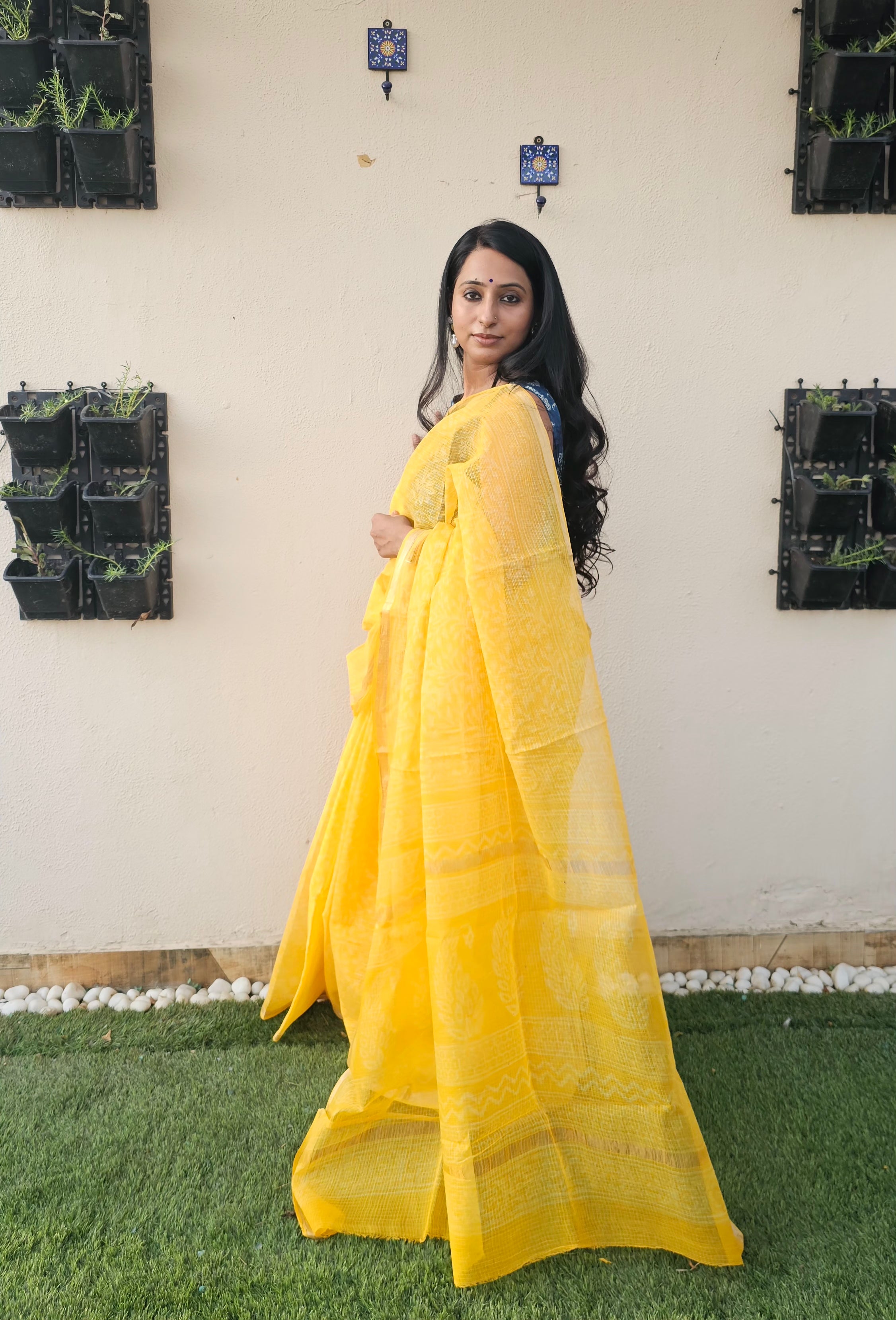 Yellow Kota Cotton Saree