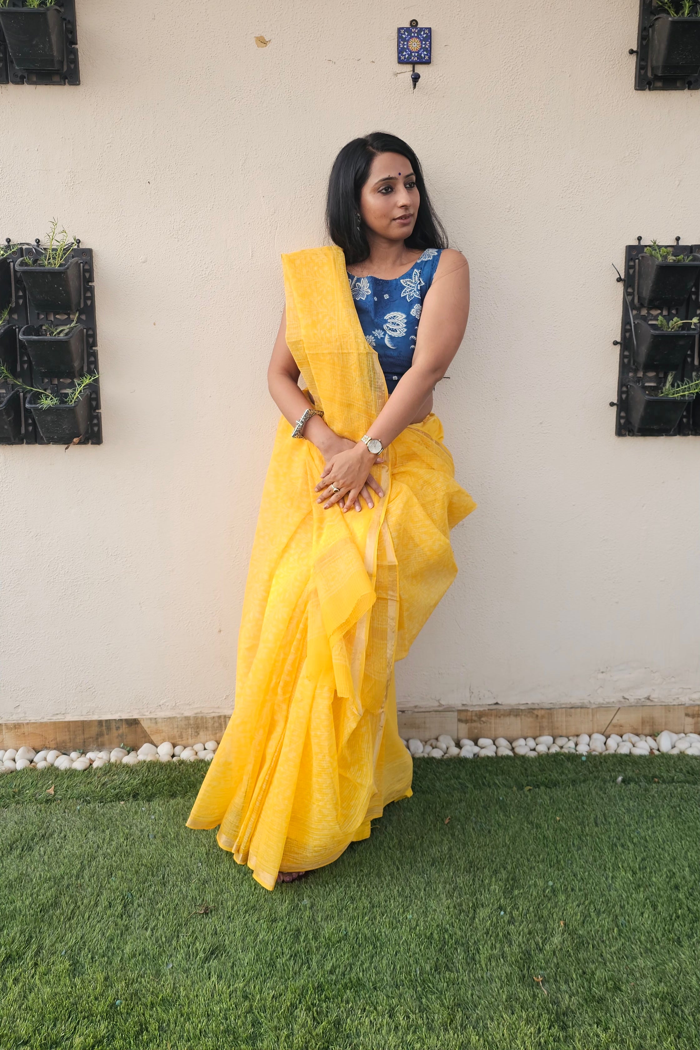 Yellow Kota Cotton Saree