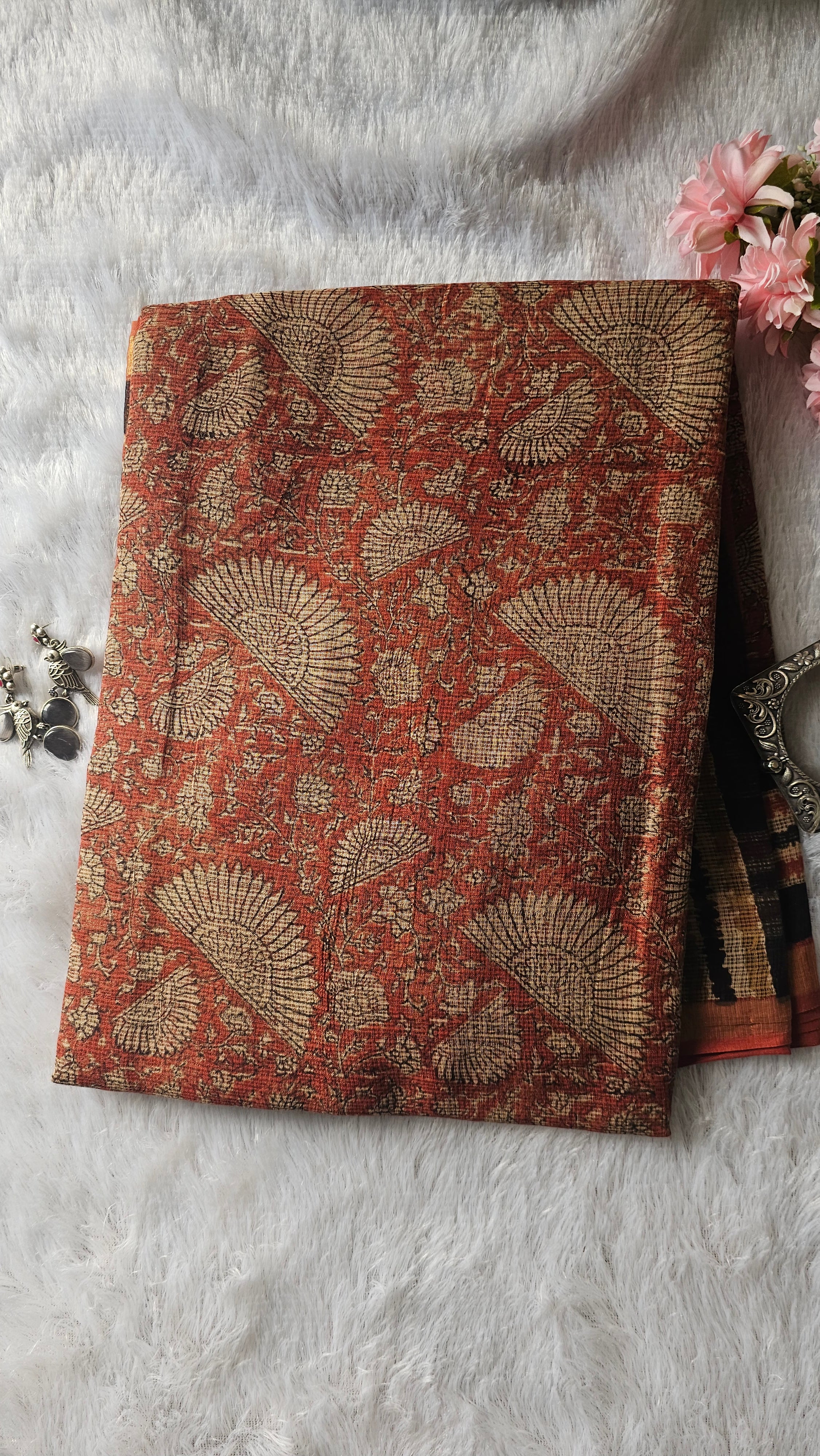 Rust Orange Kota Saree