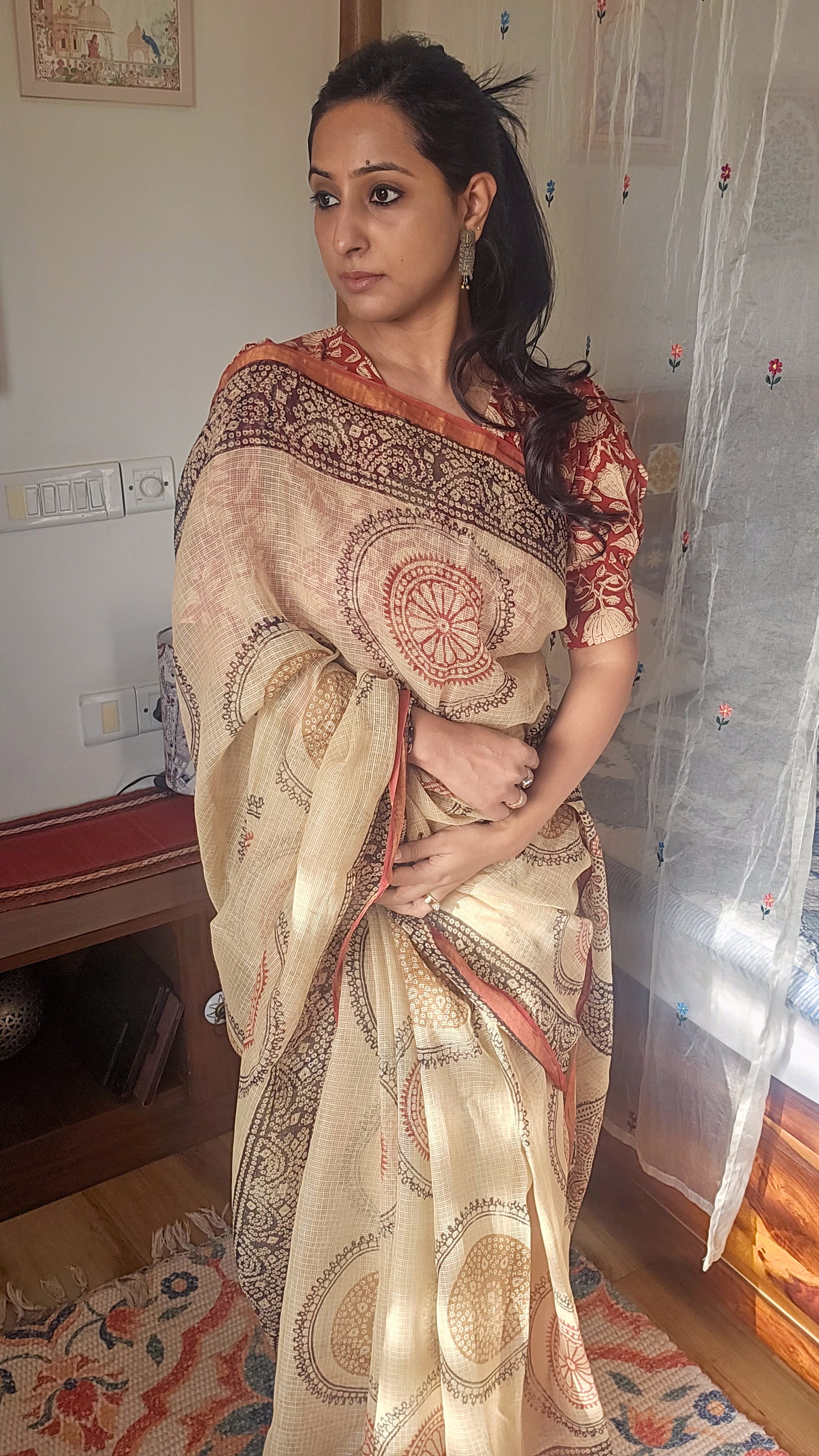 Beige Kota Cotton Saree