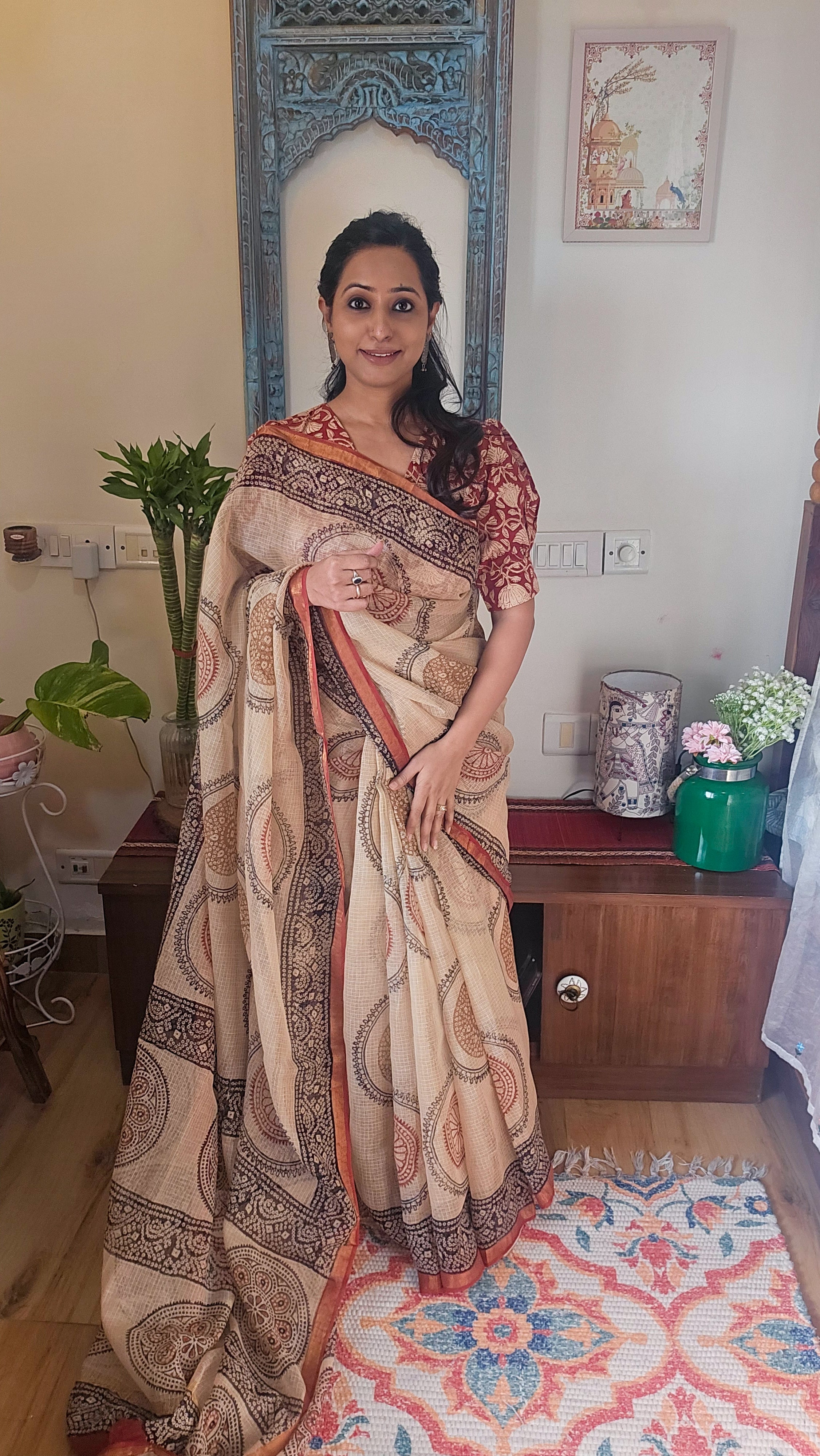 Beige Kota Cotton Saree
