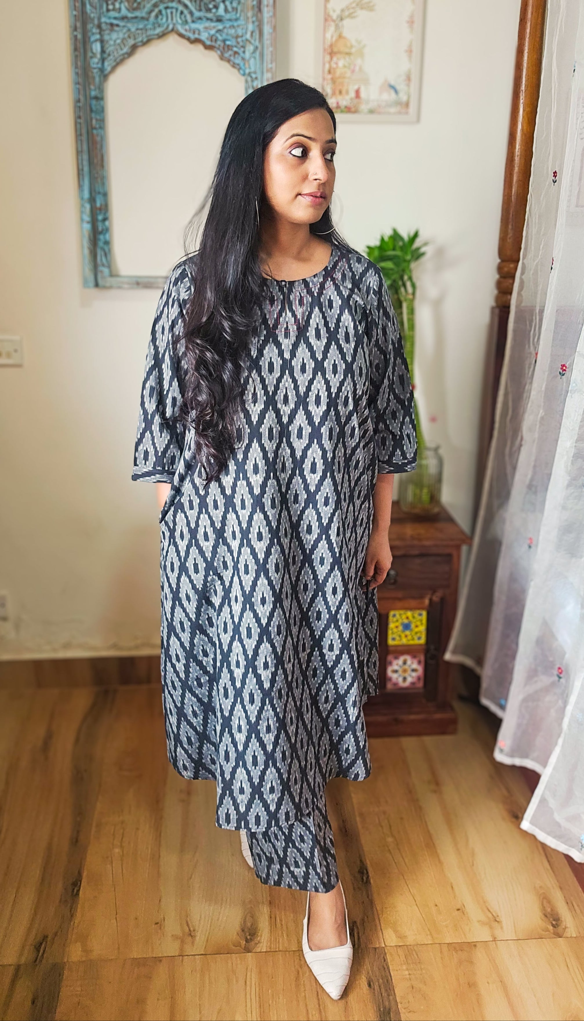 Black Ikkat Co-ord