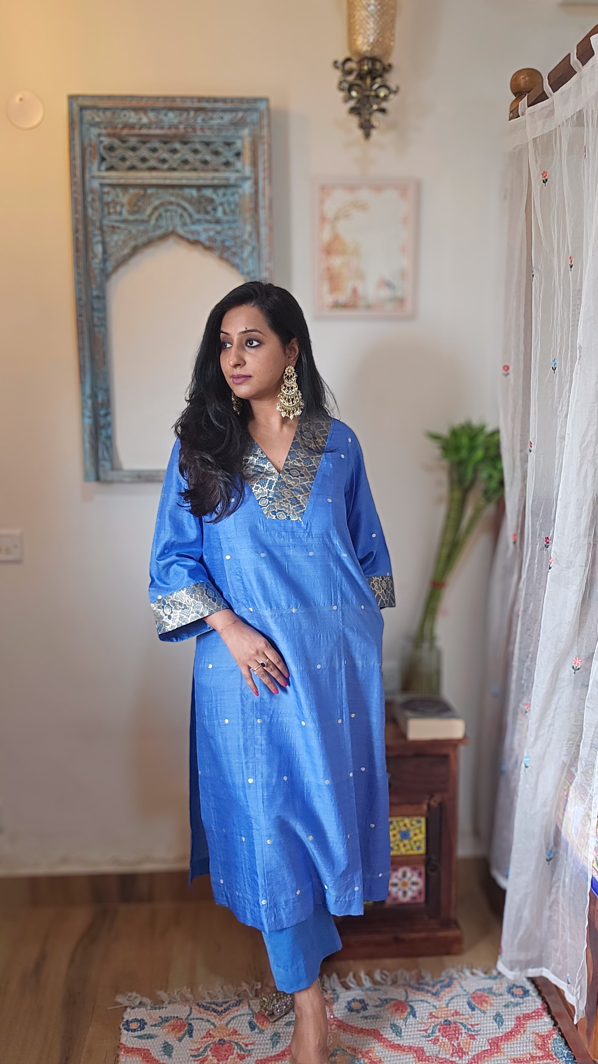 Blue Banarasi Silk Co-ord