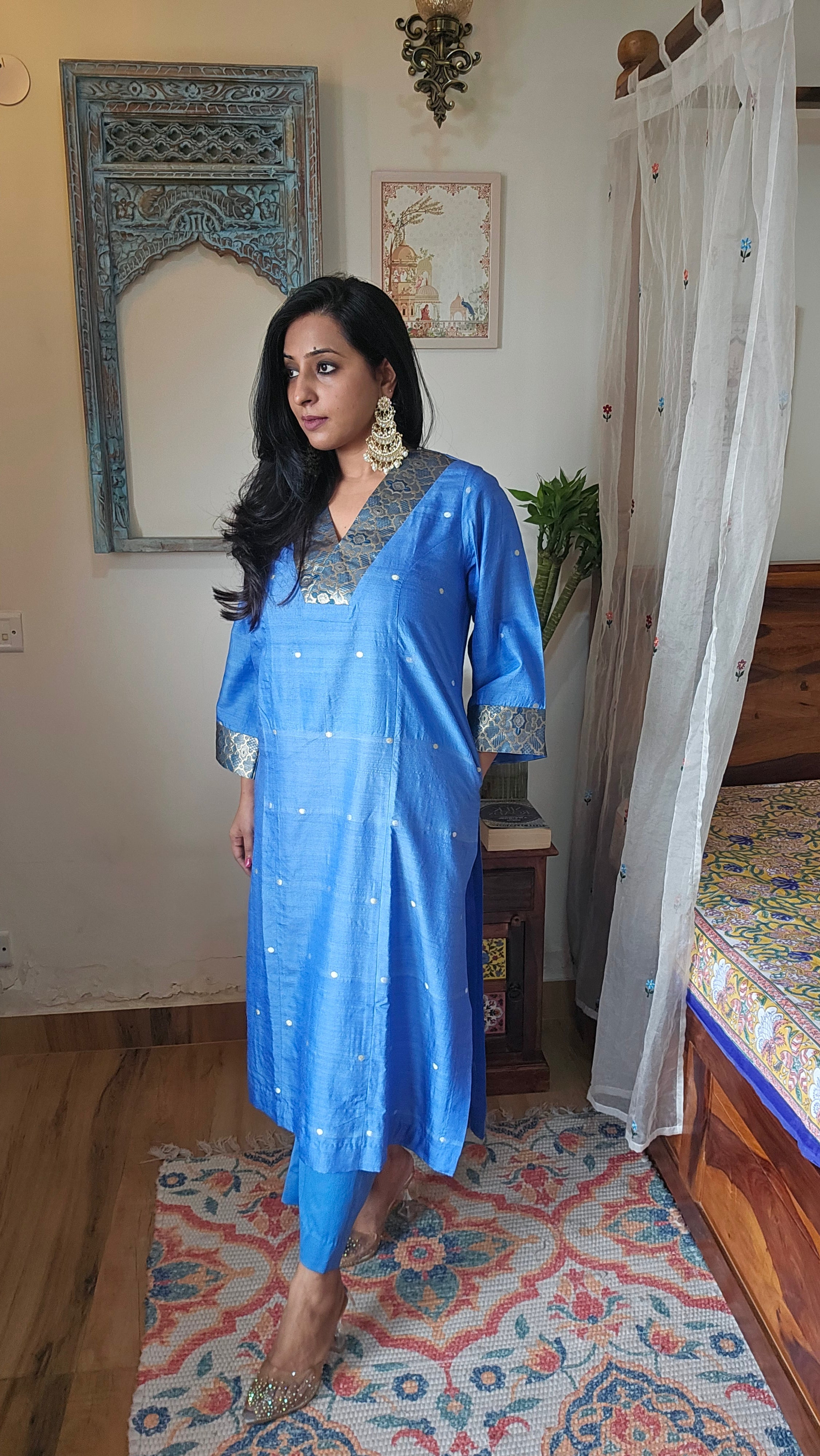 Blue Banarasi Silk Co-ord