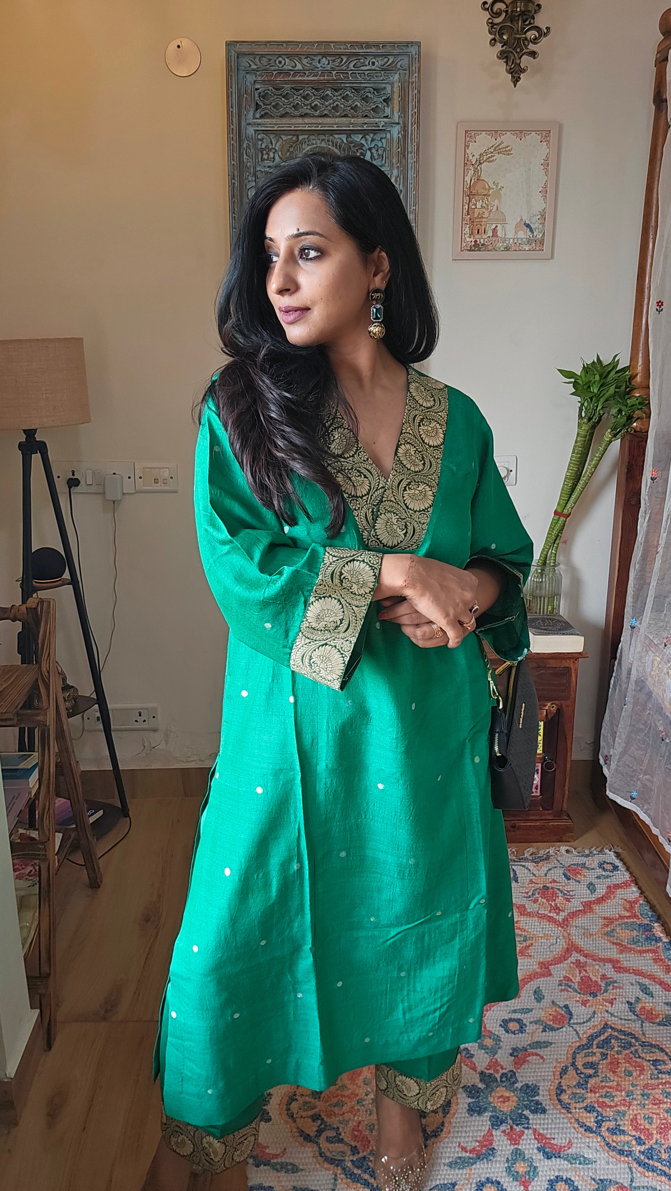Green Banarasi Silk Co-ord