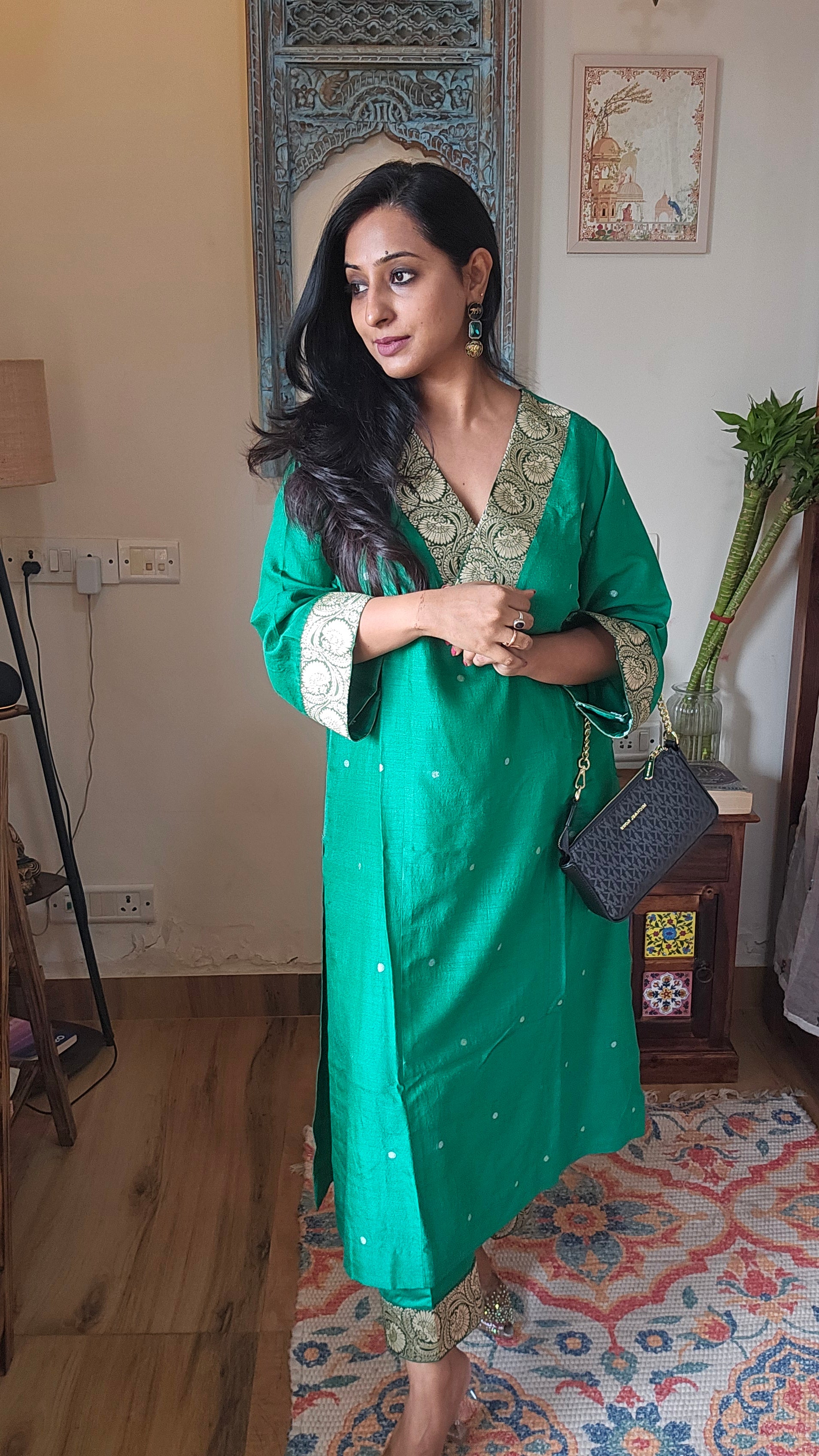 Green Banarasi Silk Co-ord