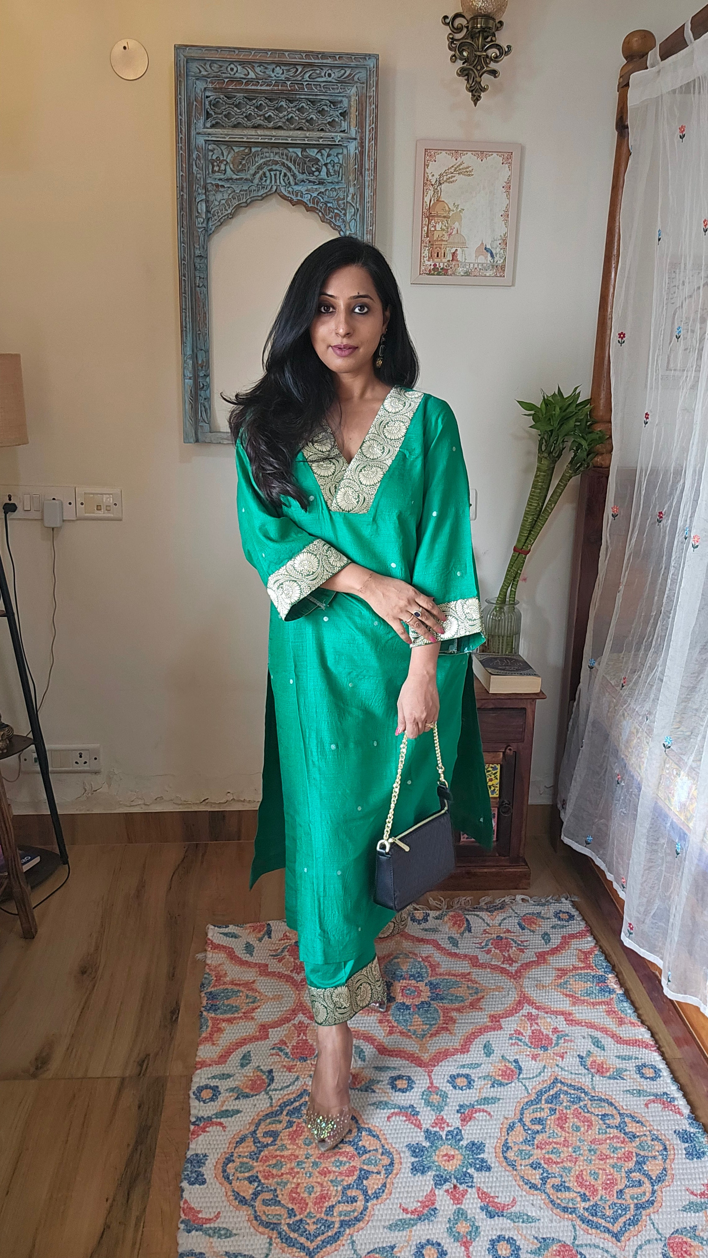 Green Banarasi Silk Co-ord