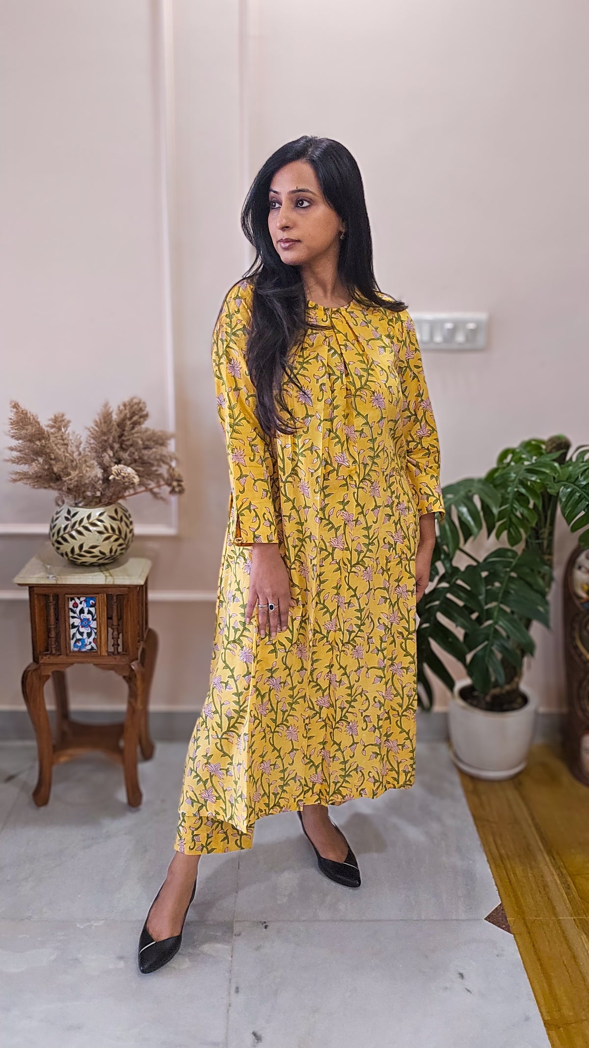 Saanjh Yellow Floral Coord