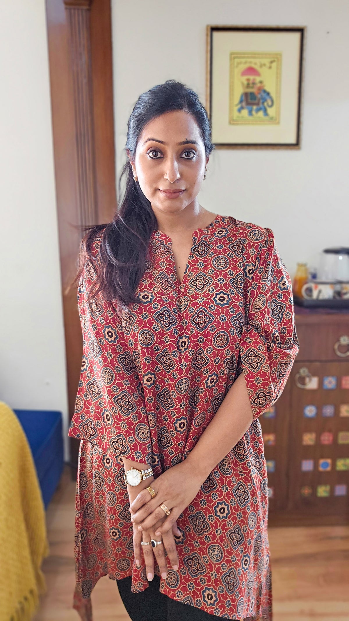 Red Ajrakh Kurta