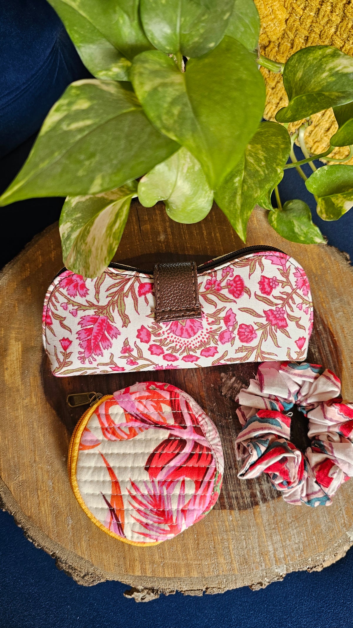 Gift Set 7- Handcrafted Sunglass cover, coin pouch and scrunchy