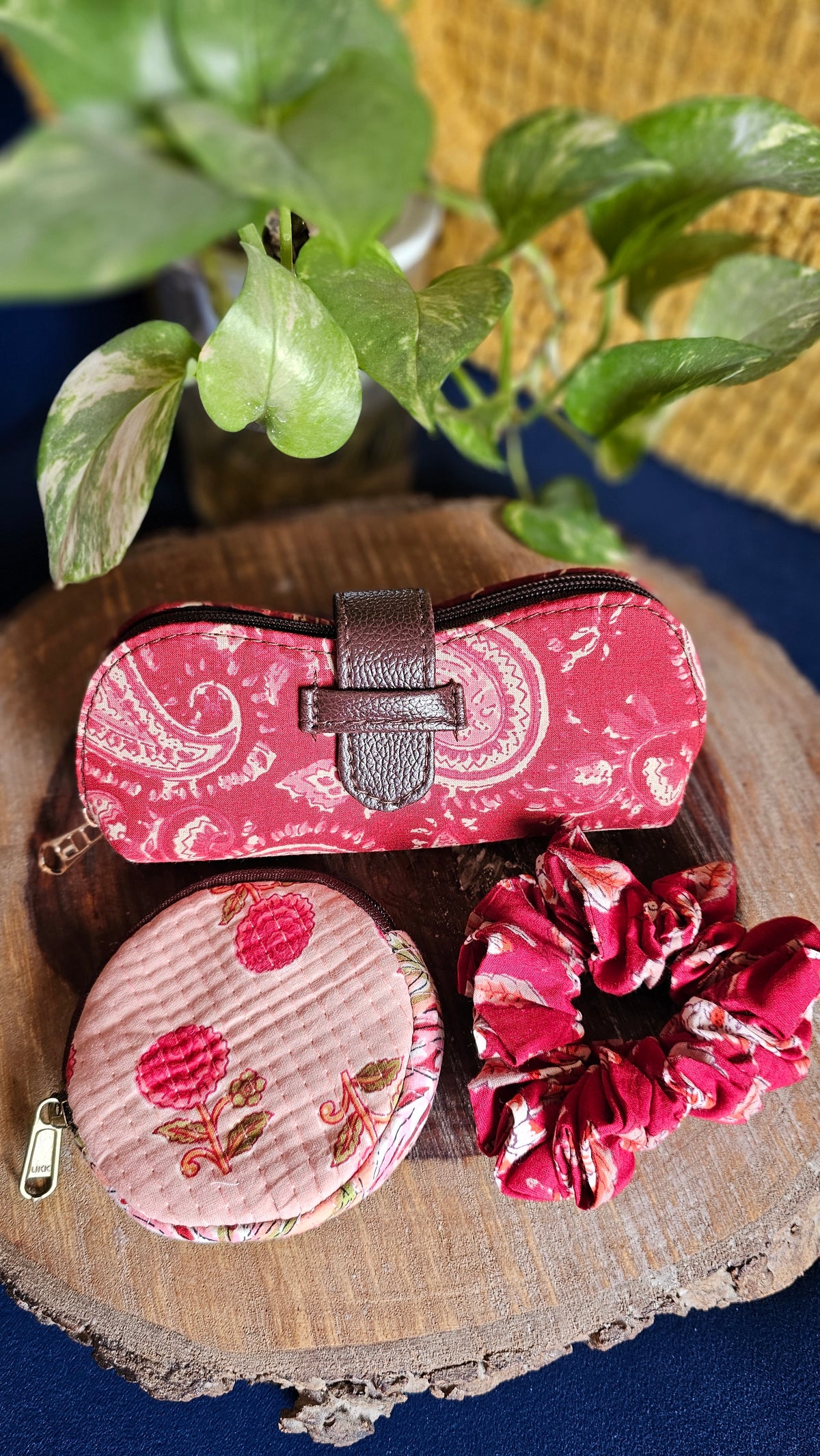 Gift Set 5- Handcrafted Sunglass cover, coin pouch and scrunchy