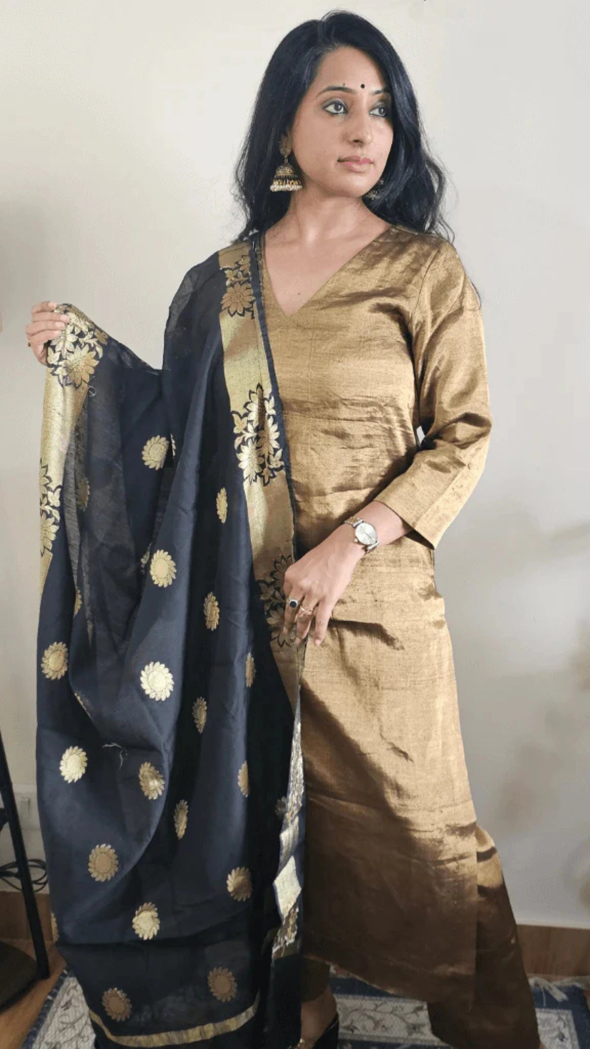 Golden Tissue Chanderisilk Co-ord