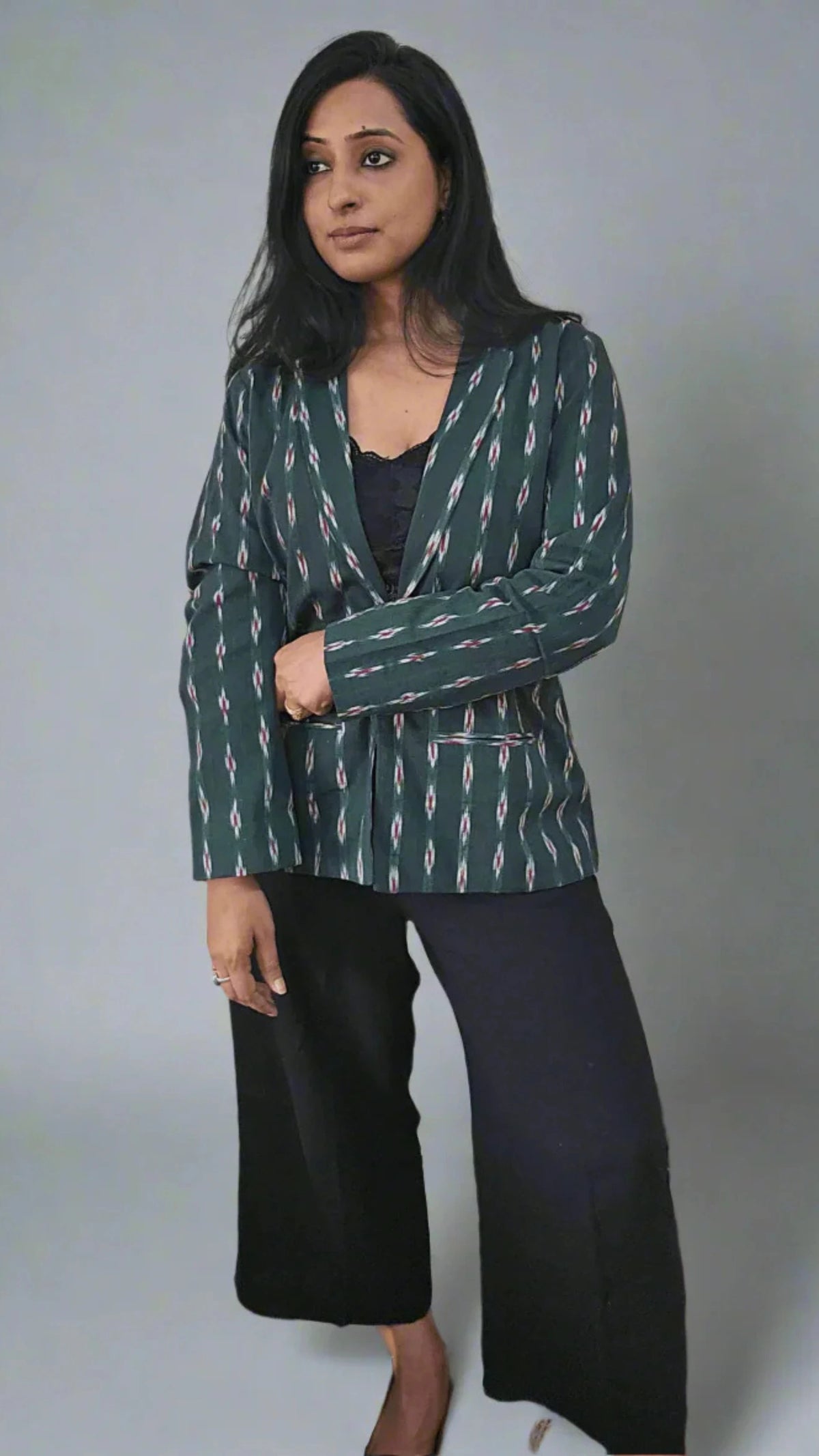 Green Ikkat Jacket