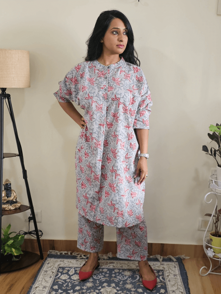 Grey Floral Co-ord Set