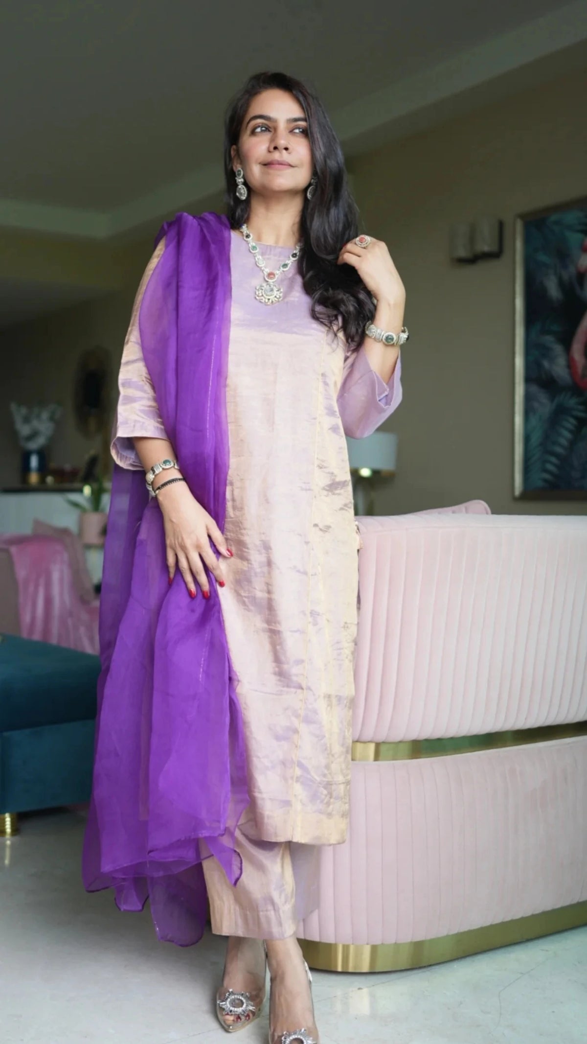 Gul-Baan Coord with Purple Dupatta