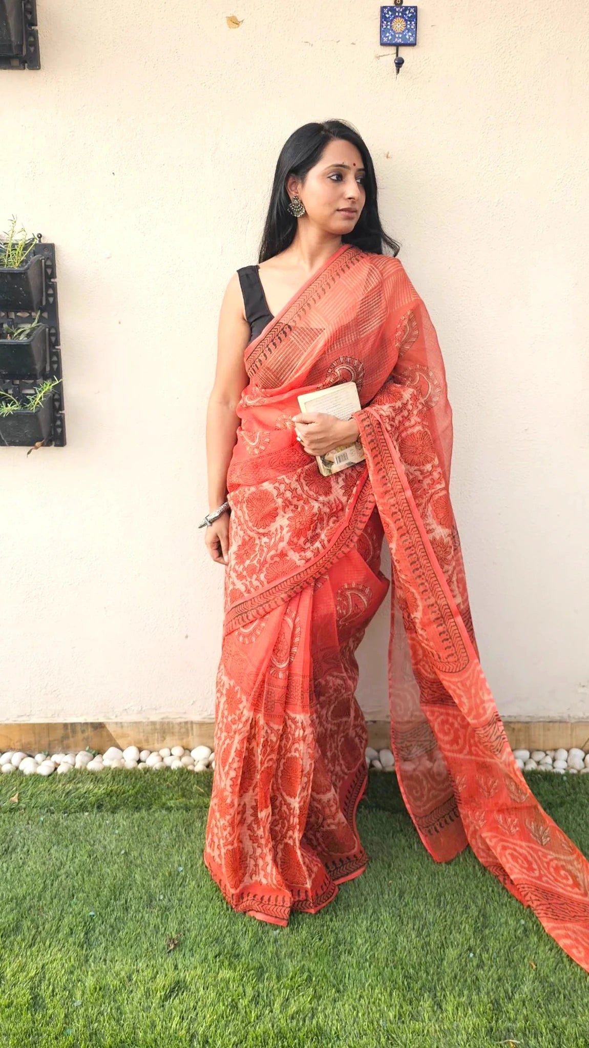 Orange Kota Cotton Saree