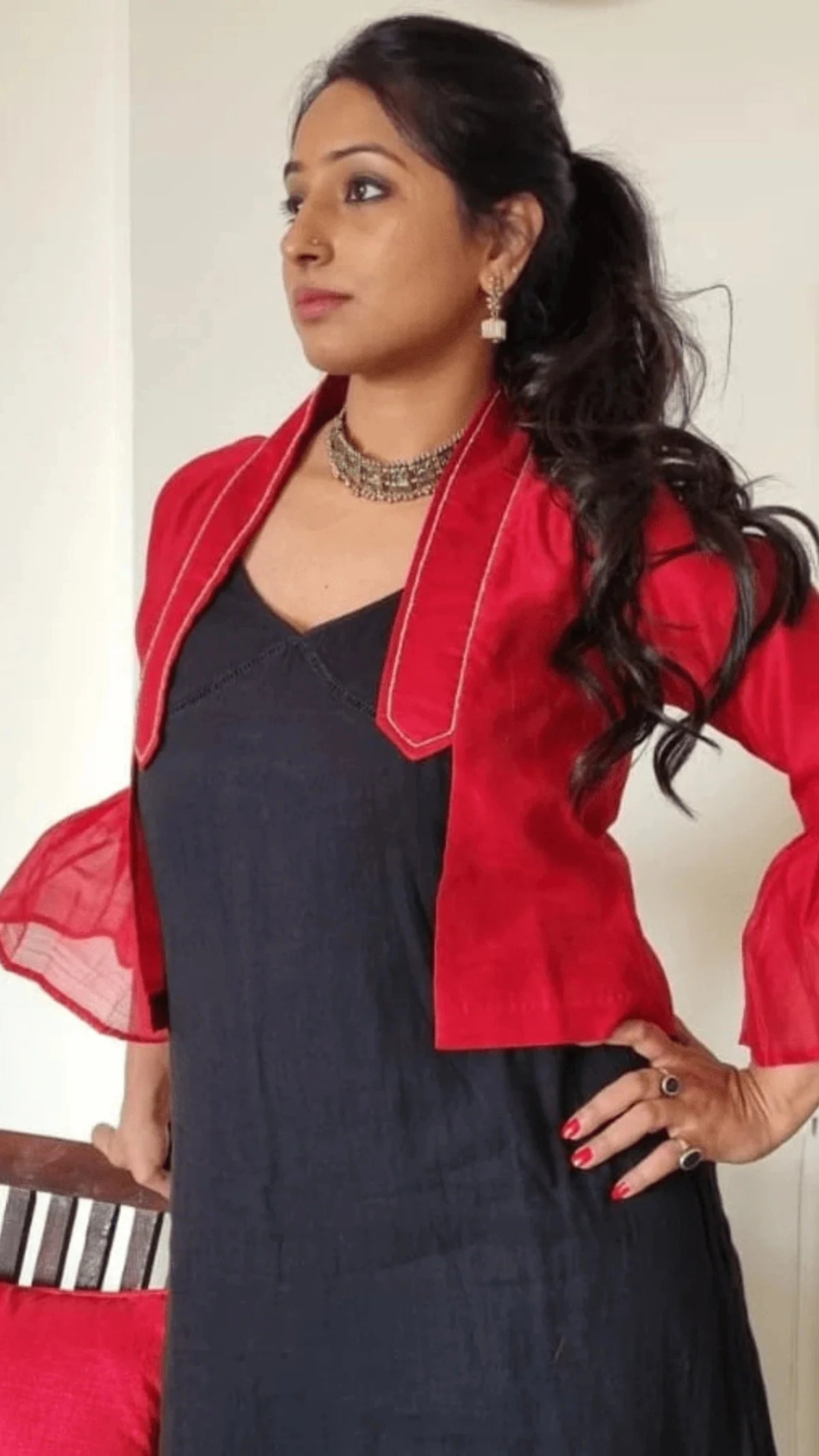 Red Maheshwari Jacket