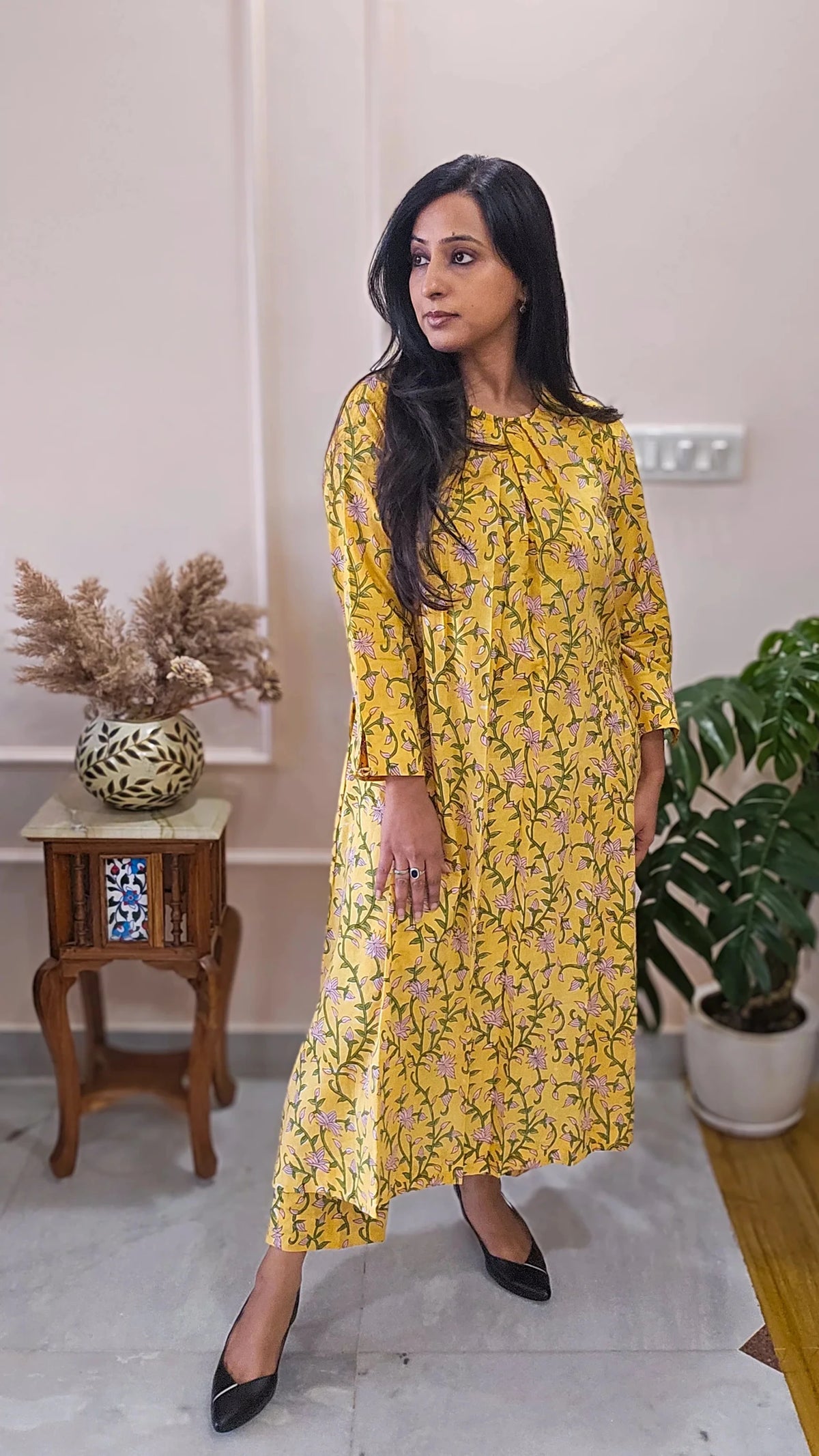Saanjh Yellow Floral Coord