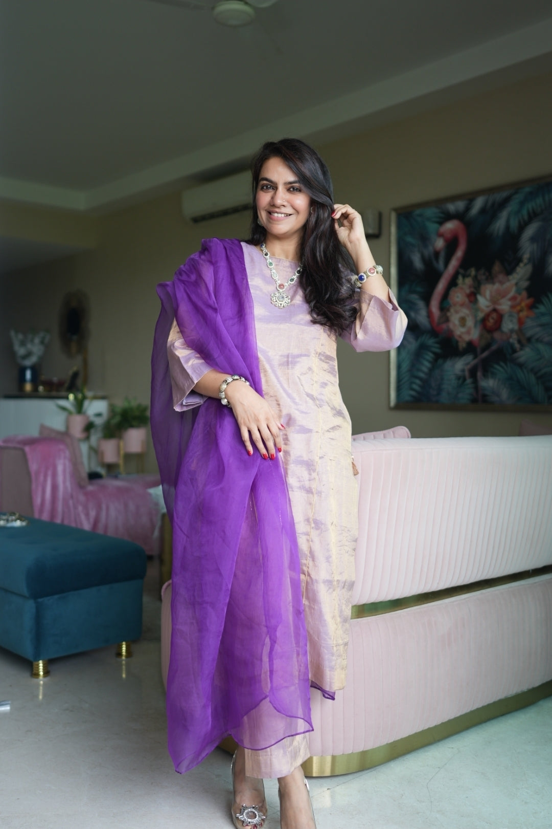 Gul-Baan Coord with Purple Dupatta
