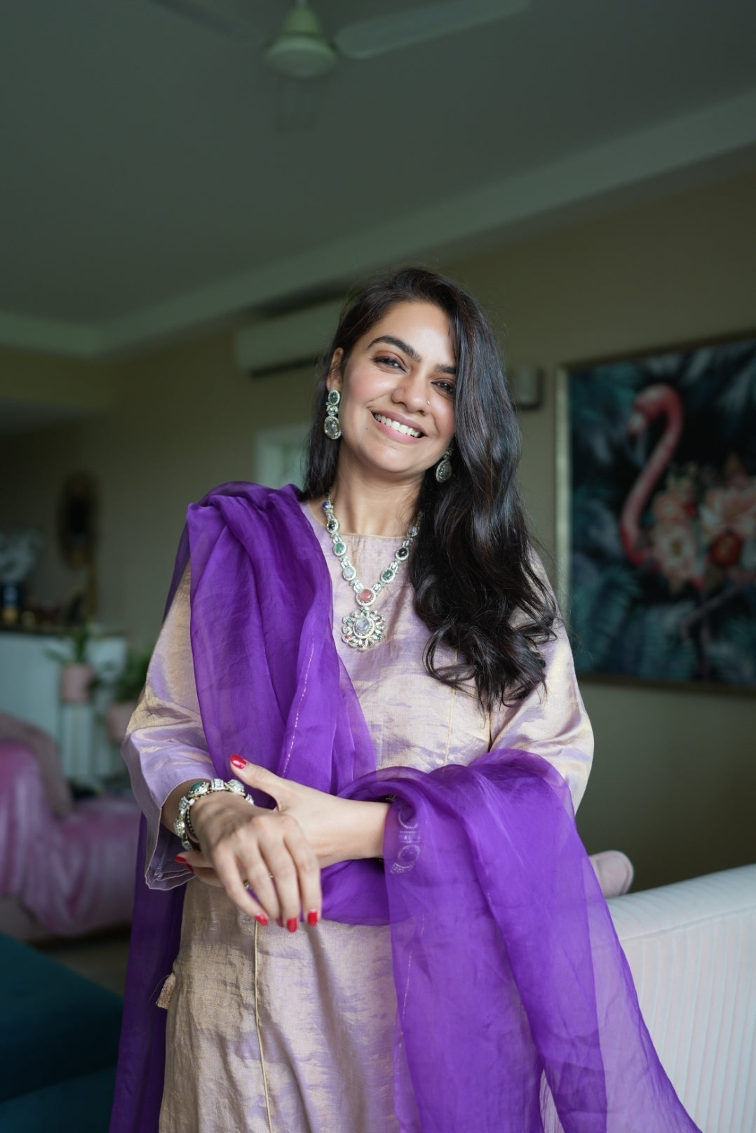 Gul-Baan Coord with Purple Dupatta