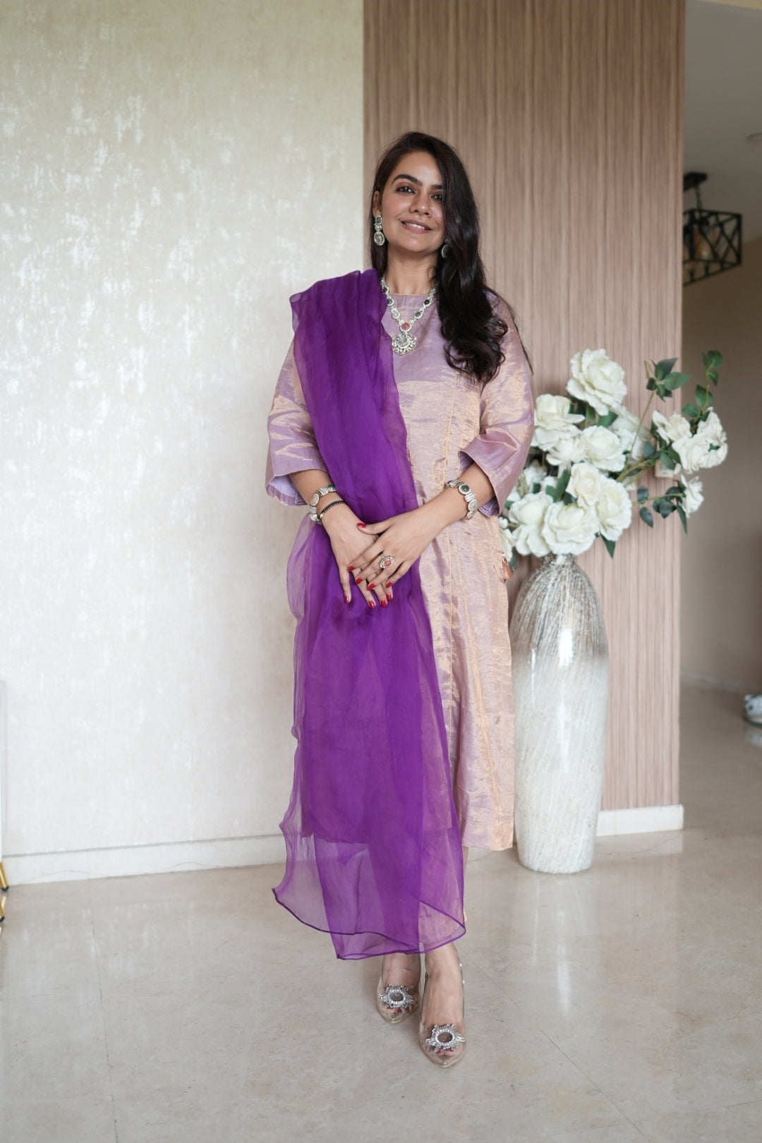 Gul-Baan Coord with Purple Dupatta