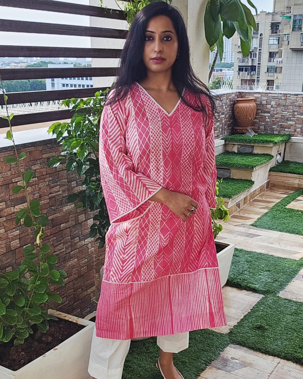 Pink Shibori kurta