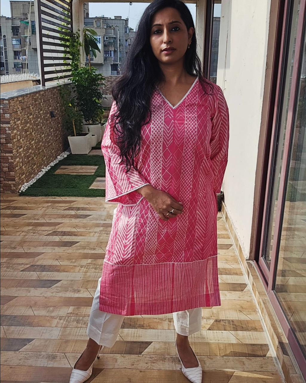 Pink Shibori kurta