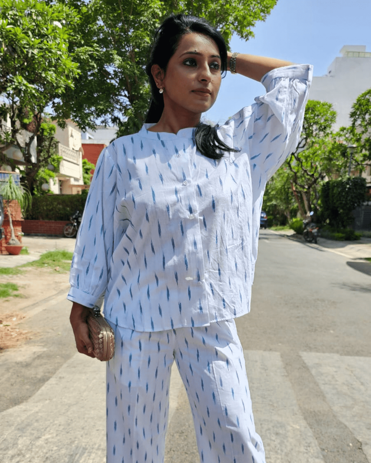 White Ikkat Co-ord