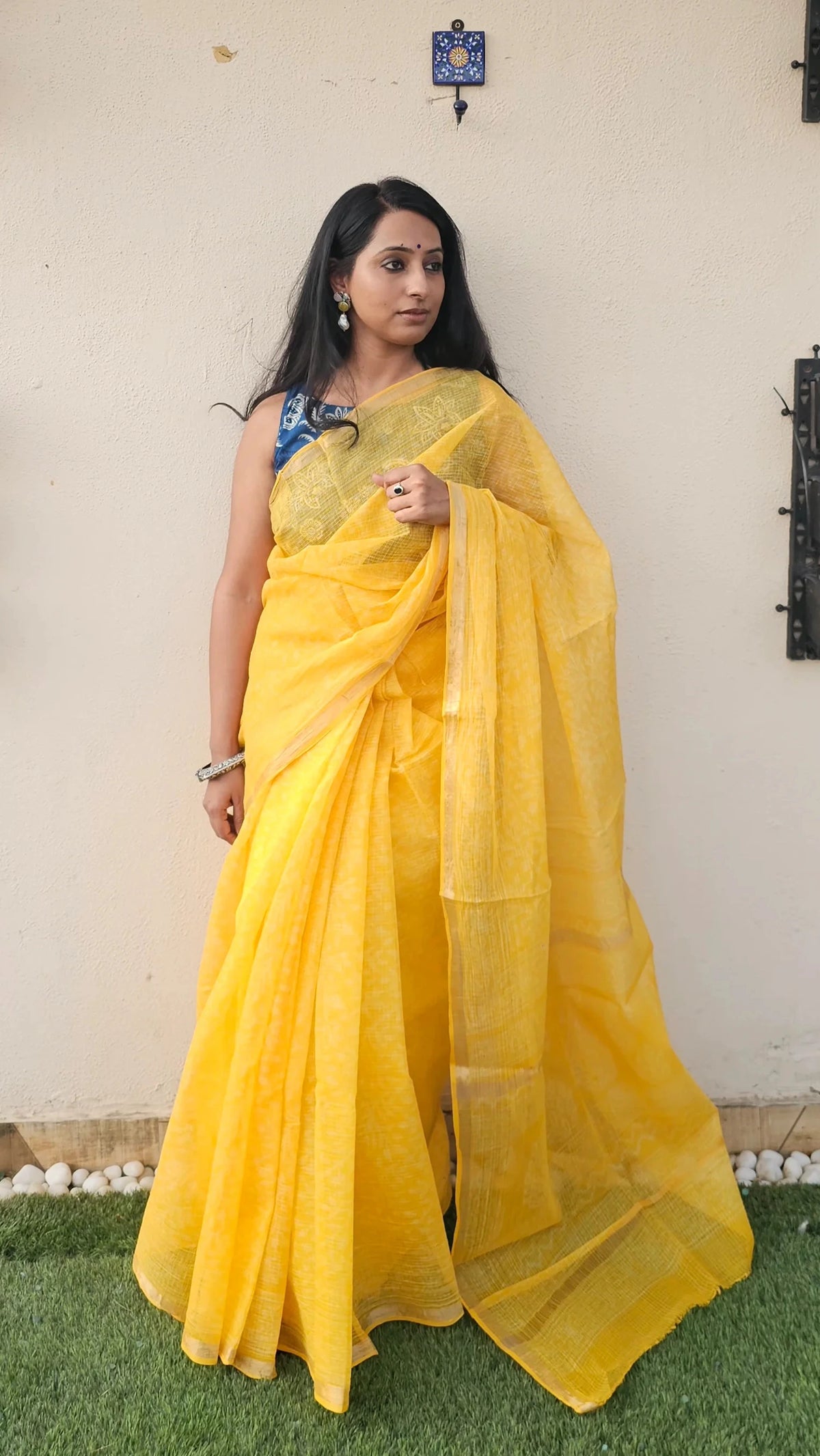 Yellow Kota Cotton Saree